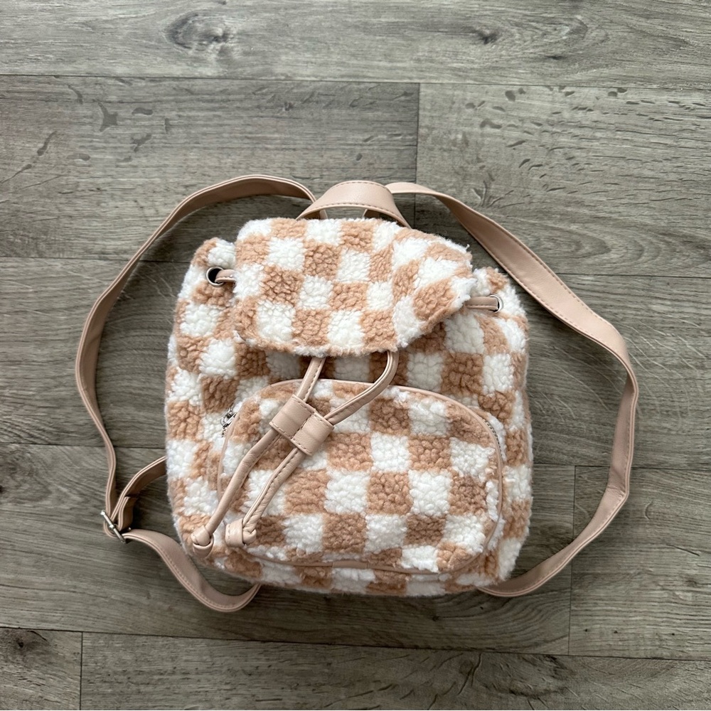Wild Fable Tan and White Checkered Backpack